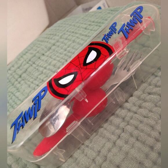Marvel Other - Marvel Spiderman toddler child fork and spoon set in protective carry case